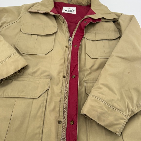 Vintage Woolrich Timber Jacket Mens Large Tan Field Insulated Coat Lined Outdoor - Picture 10 of 14